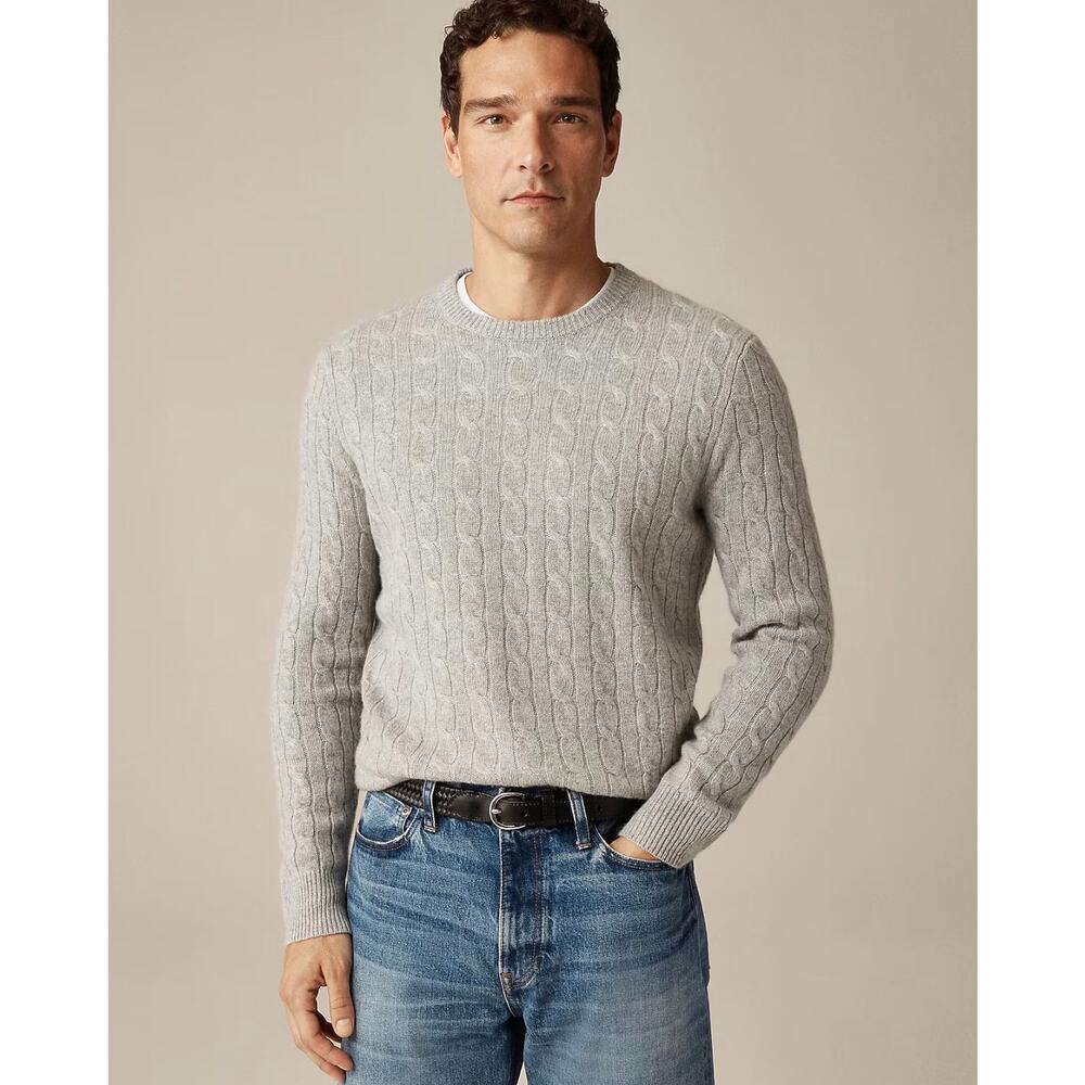J. Crew Cashmere cable-knit sweater in Heather Grey NWT size Small